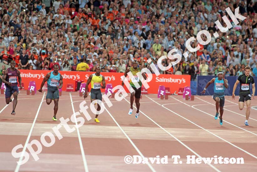 Usain Bolt, 100 metres,  2013 IAAF Diamond League, Sainsbury's Anniversary Games, Queen Elizabeth Olympic Park, London.
